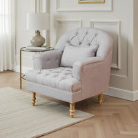 Neile Accent Armchair with Pillow, Tufted Blue Gray, Turned Legs -BM336994