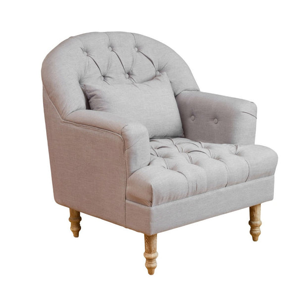 Neile Accent Armchair with Pillow, Tufted Blue Gray, Turned Legs -BM336994