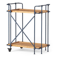 Elinsa Kitchen Bar Cart, Industrial Style Black Iron, Brown Wood, 33in -BM336995