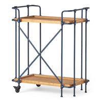 Elinsa Kitchen Bar Cart, Industrial Style Black Iron, Brown Wood, 33in -BM336995