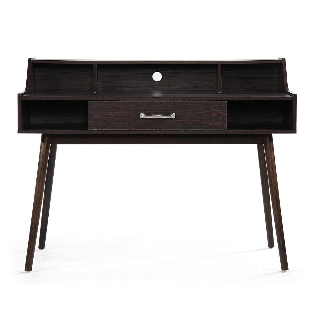 Jesa Study Office Desk, 3 Storage Shelves, Wenge Brown Wood, 47 Inch -BM336997