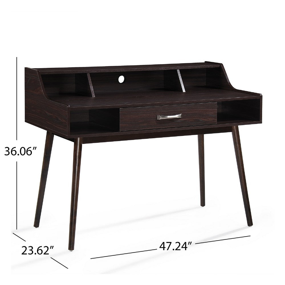 Jesa Study Office Desk, 3 Storage Shelves, Wenge Brown Wood, 47 Inch -BM336997