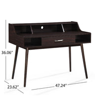 Jesa Study Office Desk, 3 Storage Shelves, Wenge Brown Wood, 47 Inch -BM336997