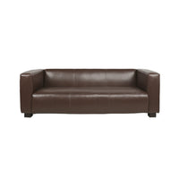 3 Seater Sofa, Low Profile Dark Brown Faux Leather, Birch, 80 Inch -BM336999