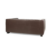 3 Seater Sofa, Low Profile Dark Brown Faux Leather, Birch, 80 Inch -BM336999