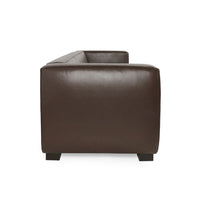 3 Seater Sofa, Low Profile Dark Brown Faux Leather, Birch, 80 Inch -BM336999