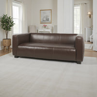 3 Seater Sofa, Low Profile Dark Brown Faux Leather, Birch, 80 Inch -BM336999