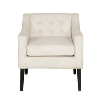 Ish Accent Armchair, Tufted Beige Soft Cushion, Black Rubberwood -BM337001