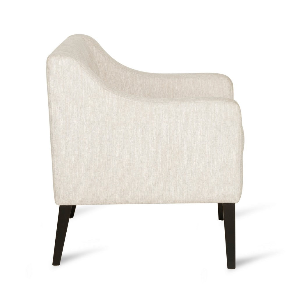 Ish Accent Armchair, Tufted Beige Soft Cushion, Black Rubberwood -BM337001