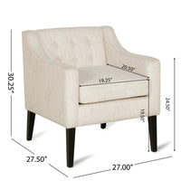 Ish Accent Armchair, Tufted Beige Soft Cushion, Black Rubberwood -BM337001