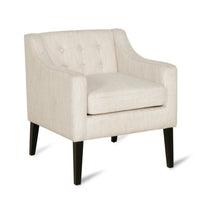 Ish Accent Armchair, Tufted Beige Soft Cushion, Black Rubberwood -BM337001