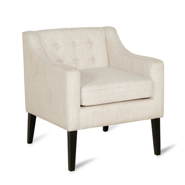 Ish Accent Armchair, Tufted Beige Soft Cushion, Black Rubberwood -BM337001