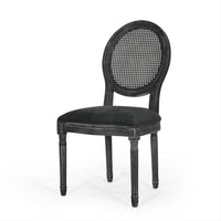 Ravin French Country Style Dining Chairs Set of 2, Cane Back, Black -BM337002