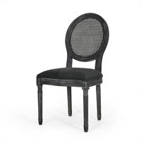 Ravin French Country Style Dining Chairs Set of 2, Cane Back, Black -BM337002