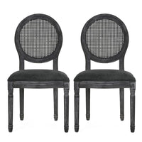 Ravin French Country Style Dining Chairs Set of 2, Cane Back, Black -BM337002