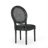 Ravin French Country Style Dining Chairs Set of 2, Cane Back, Black -BM337002