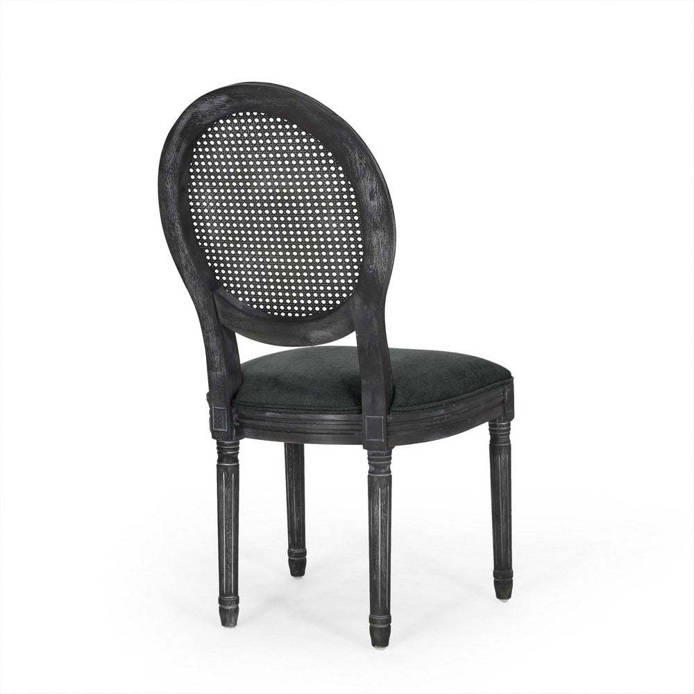 Ravin French Country Style Dining Chairs Set of 2, Cane Back, Black -BM337002