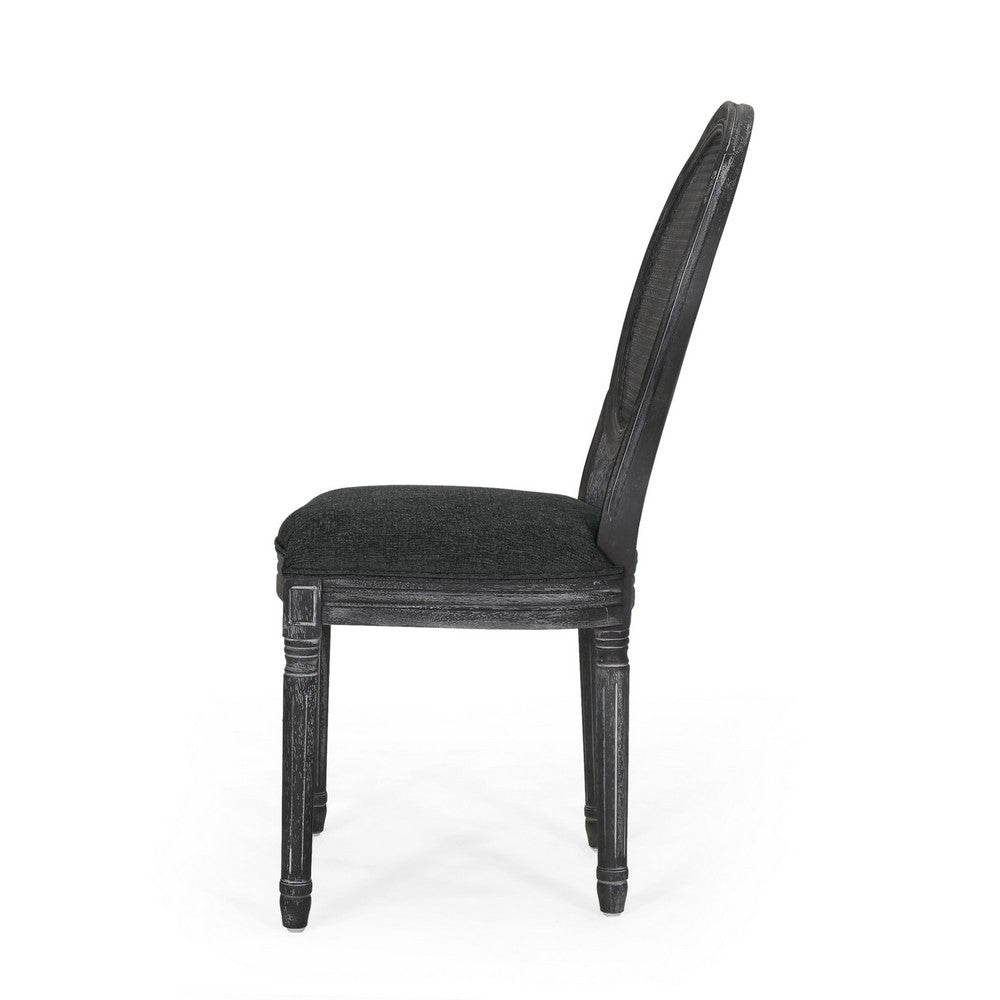 Ravin French Country Style Dining Chairs Set of 2, Cane Back, Black -BM337002