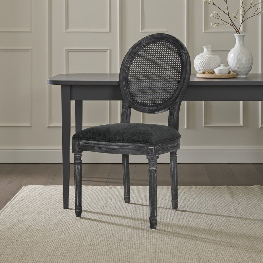Ravin French Country Style Dining Chairs Set of 2, Cane Back, Black -BM337002