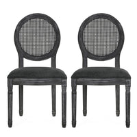 Ravin French Country Style Dining Chairs Set of 2, Cane Back, Black -BM337002