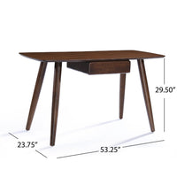 Raven Study Table with 1 Drawer, Splayed Legs, Walnut Brown 53 Inch -BM337003