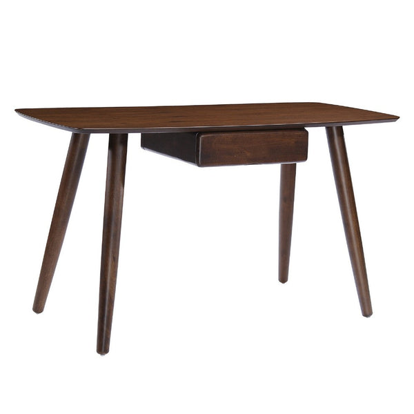 Raven Study Table with 1 Drawer, Splayed Legs, Walnut Brown 53 Inch -BM337003