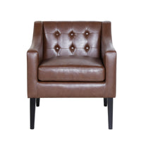 Alton Accent Armchair, Sloped Arms, Tapered Legs, Brown Faux Leather -BM337004
