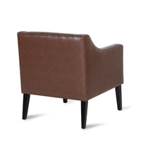 Alton Accent Armchair, Sloped Arms, Tapered Legs, Brown Faux Leather -BM337004