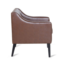 Alton Accent Armchair, Sloped Arms, Tapered Legs, Brown Faux Leather -BM337004