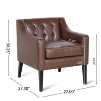 Alton Accent Armchair, Sloped Arms, Tapered Legs, Brown Faux Leather -BM337004