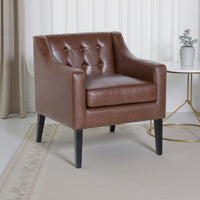Alton Accent Armchair, Sloped Arms, Tapered Legs, Brown Faux Leather -BM337004