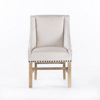 Wienn Dining Chair with Nailhead Trim, Wood Taper Legs, Beige Linen -BM337006