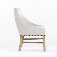Wienn Dining Chair with Nailhead Trim, Wood Taper Legs, Beige Linen -BM337006