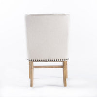 Wienn Dining Chair with Nailhead Trim, Wood Taper Legs, Beige Linen -BM337006