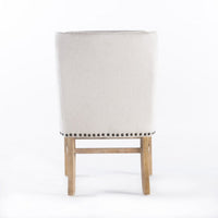 Wienn Dining Chair with Nailhead Trim, Wood Taper Legs, Beige Linen -BM337006
