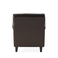Somie Club Armchair, Rolled Arms and Square Back, Brown Faux Leather -BM337007