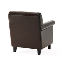 Somie Club Armchair, Rolled Arms and Square Back, Brown Faux Leather -BM337007