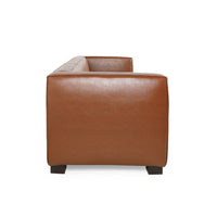 Grag 3 Seater Sofa, Tuxedo Design, Birch Wood Legs, Brown Faux Leather -BM337010