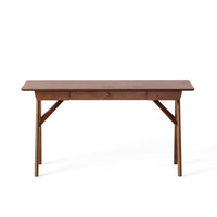 Elana Desk with 1 Drawer, Industrial Trestle Walnut Brown Wood 57 Inch -BM337011