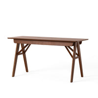 Elana Desk with 1 Drawer, Industrial Trestle Walnut Brown Wood 57 Inch -BM337011