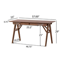 Elana Desk with 1 Drawer, Industrial Trestle Walnut Brown Wood 57 Inch -BM337011