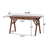 Elana Desk with 1 Drawer, Industrial Trestle Walnut Brown Wood 57 Inch -BM337011