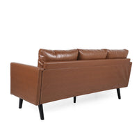 Dorie 3 Seater Sofa, Birch Wood Legs, Light Brown Faux Leather 74 Inch -BM337012