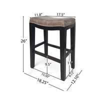 Feine Counter Stool Set of 2, Nailhead Trim, Taupe Gray Faux Leather -BM337013