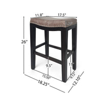 Feine Counter Stool Set of 2, Nailhead Trim, Taupe Gray Faux Leather -BM337013