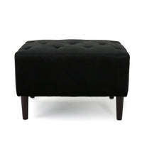 Zenna Ottoman with Birch Wood Legs, Black Button Tufted Velvet 26 Inch -BM337014