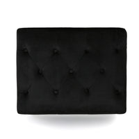 Zenna Ottoman with Birch Wood Legs, Black Button Tufted Velvet 26 Inch -BM337014