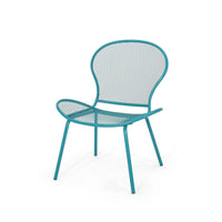 Nian Accent Chair Set of 2, Shell Shape Mesh Seat, Reto Teal Blue Iron -BM337015