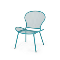 Nian Accent Chair Set of 2, Shell Shape Mesh Seat, Reto Teal Blue Iron -BM337015