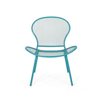 Nian Accent Chair Set of 2, Shell Shape Mesh Seat, Reto Teal Blue Iron -BM337015